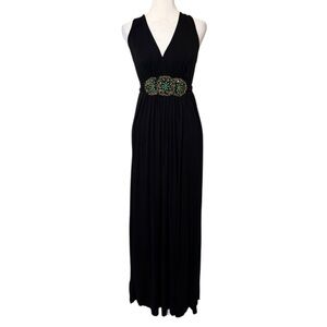Vintage ICE Maxi Dress Sleeveless sz 12 Black Bead Details Y2K WhimsyGoth Fairy
